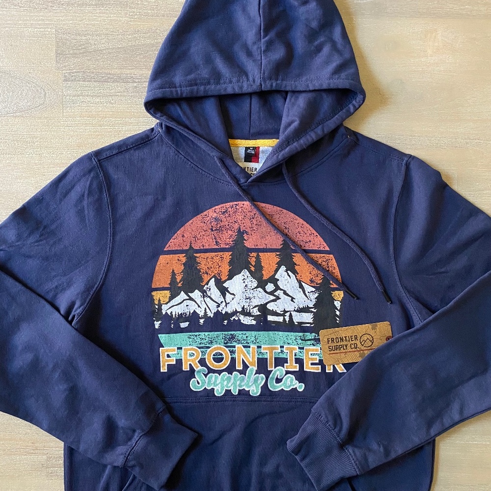 Frontier Supply Co Mens Pullover Hoodie Size M Navy‎ Blue